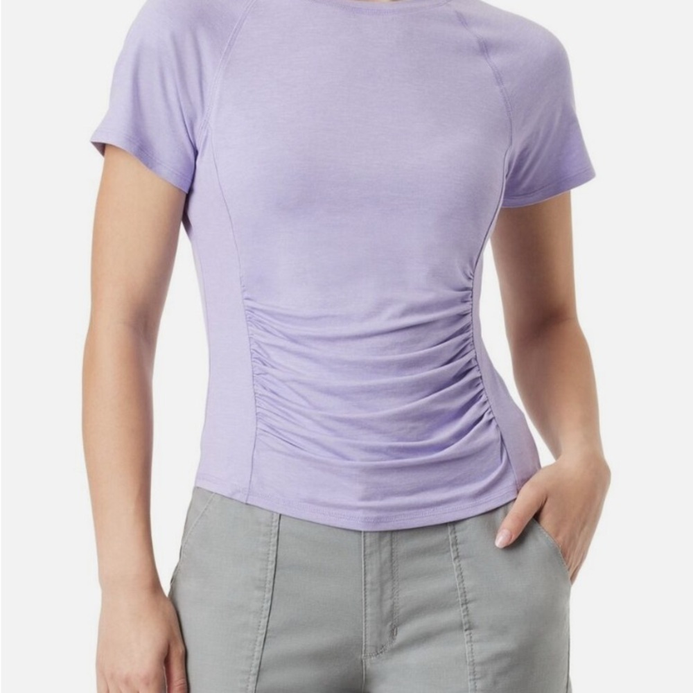 Bass Purple Fitted Ruched Short Sleeve Tee